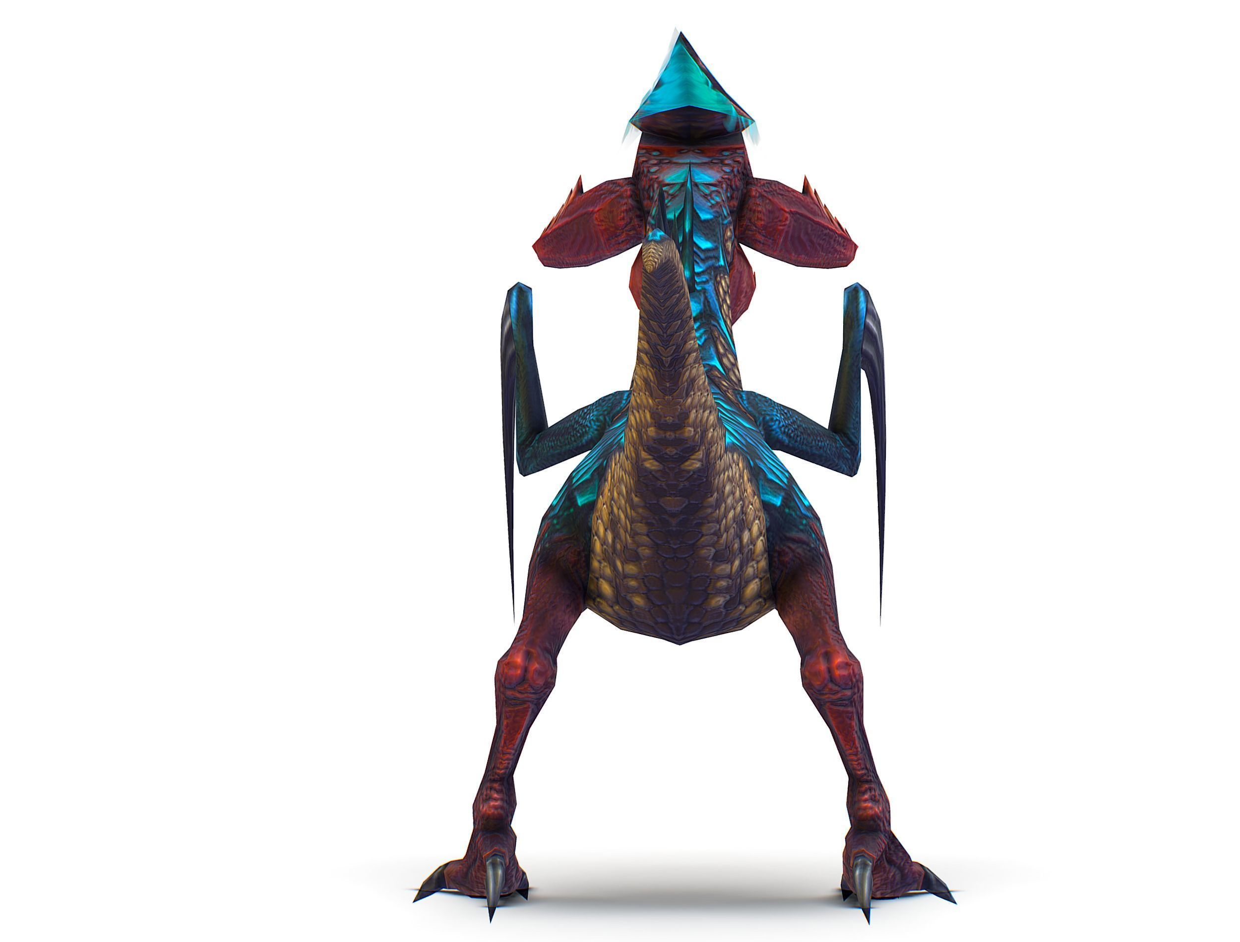 Low Poly Monster Blue Alien Dino Low-poly 3D model_8
