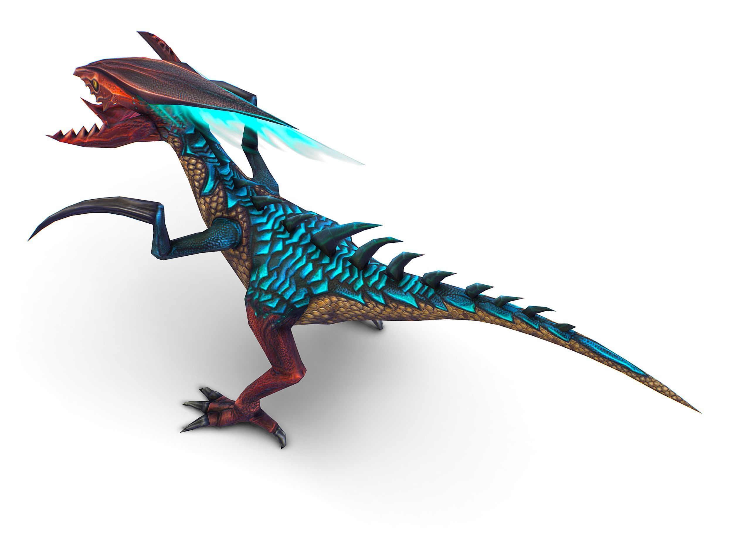 Low Poly Monster Blue Alien Dino Low-poly 3D model_14