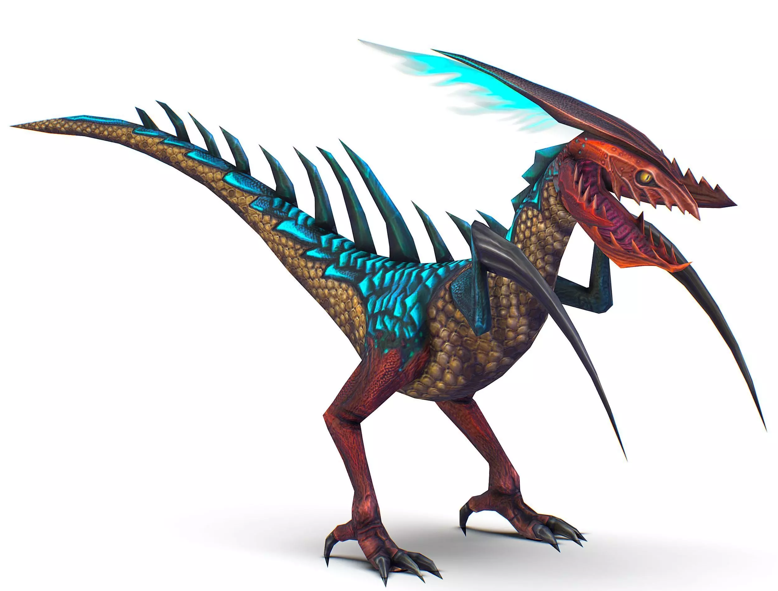 Low Poly Monster Blue Alien Dino Low-poly 3D model_0