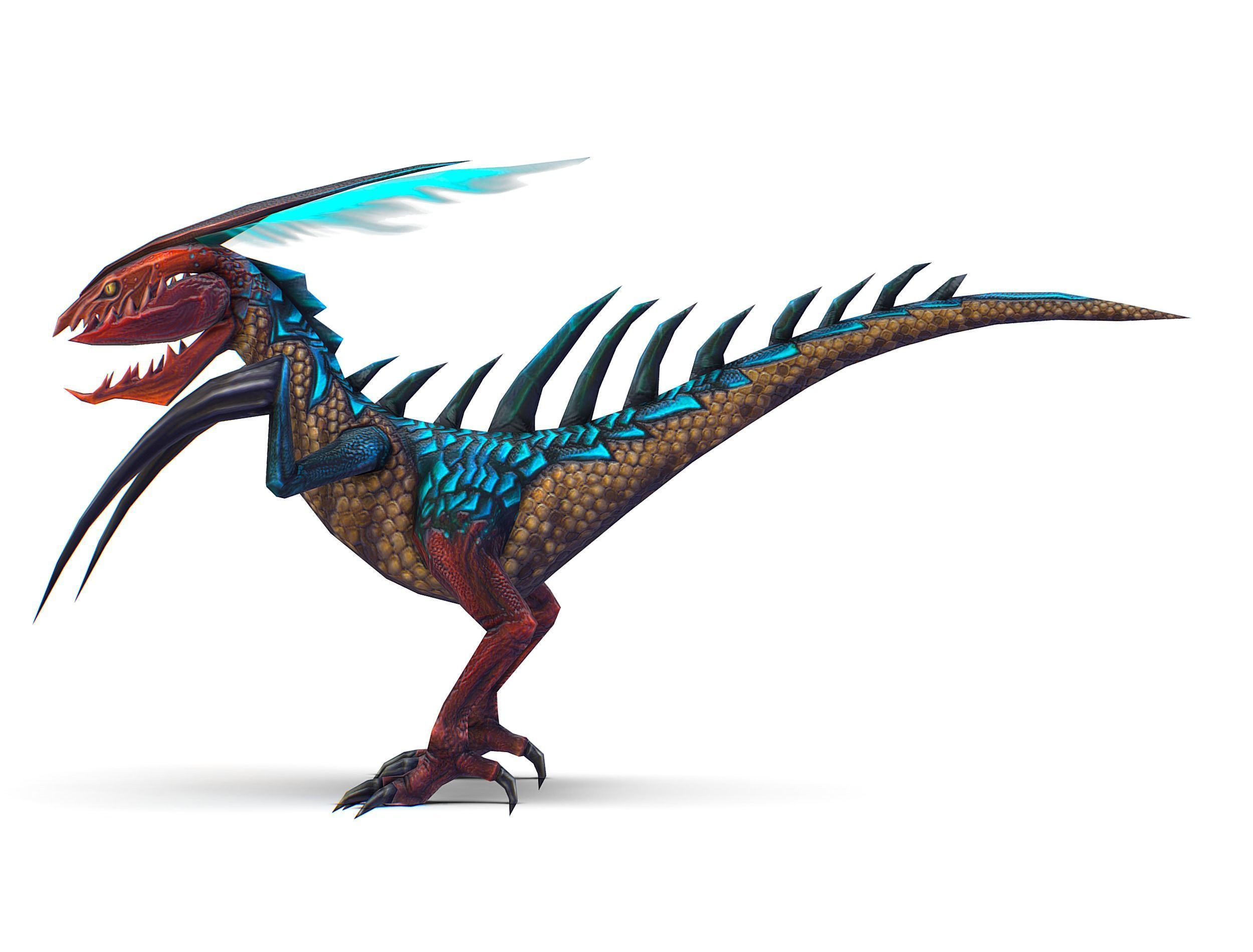 Low Poly Monster Blue Alien Dino Low-poly 3D model_6