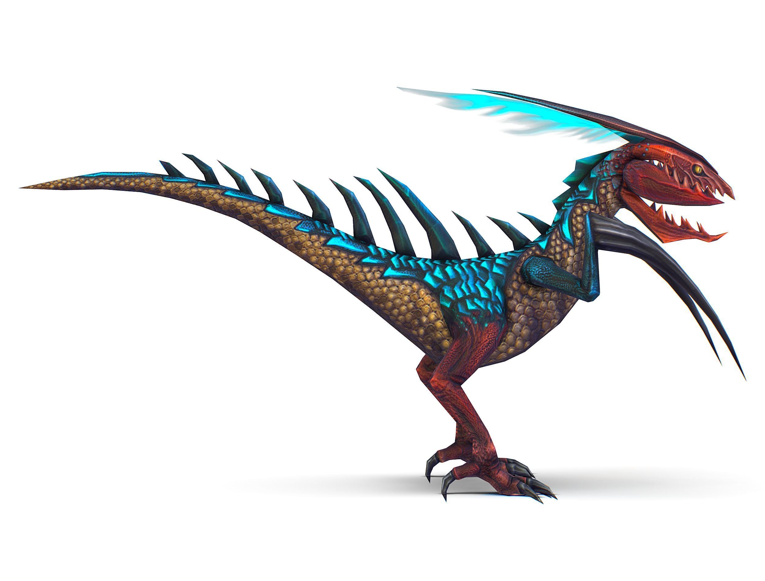 Low Poly Monster Blue Alien Dino Low-poly 3D model_10