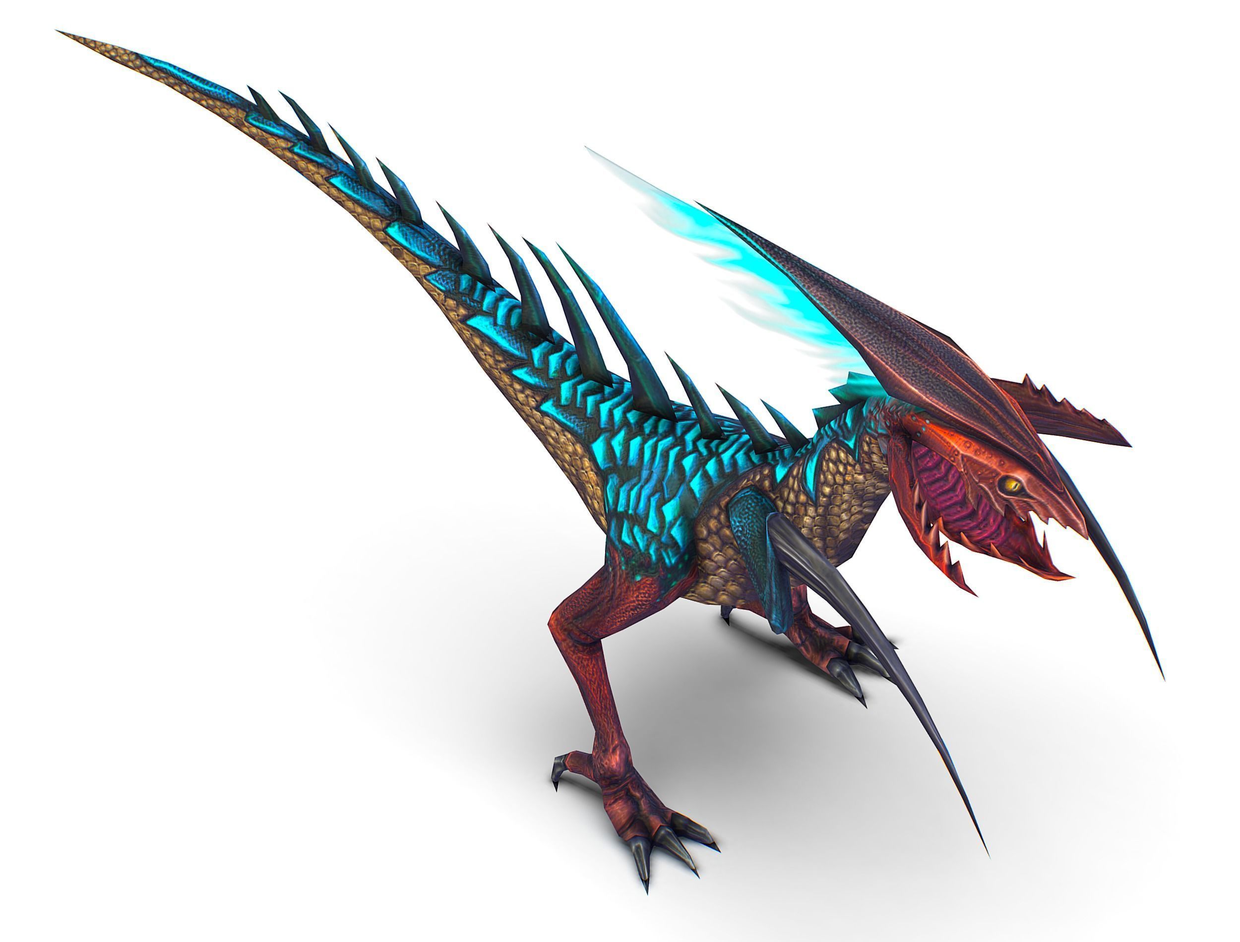 Low Poly Monster Blue Alien Dino Low-poly 3D model_12