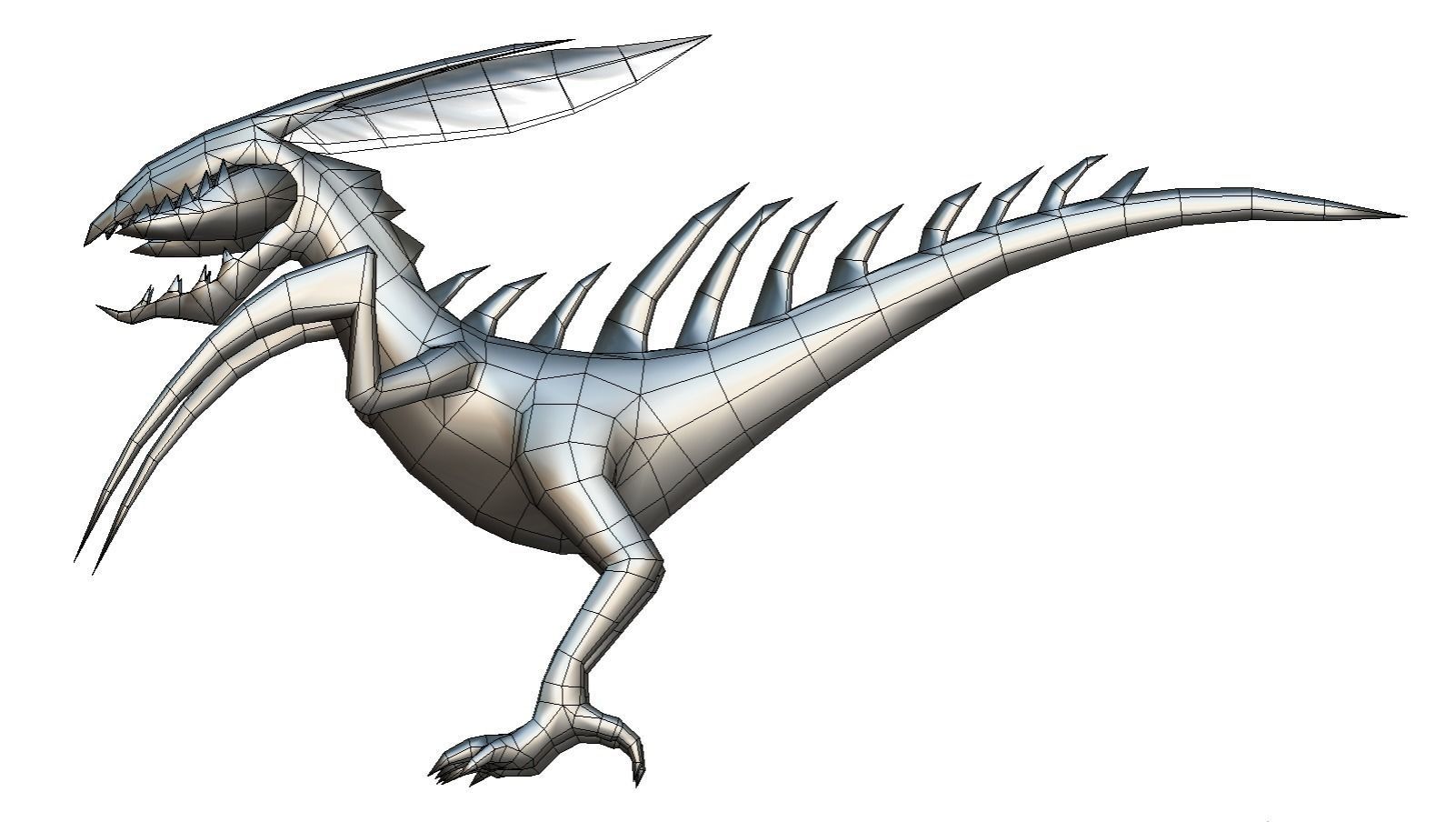 Low Poly Monster Blue Alien Dino Low-poly 3D model_21