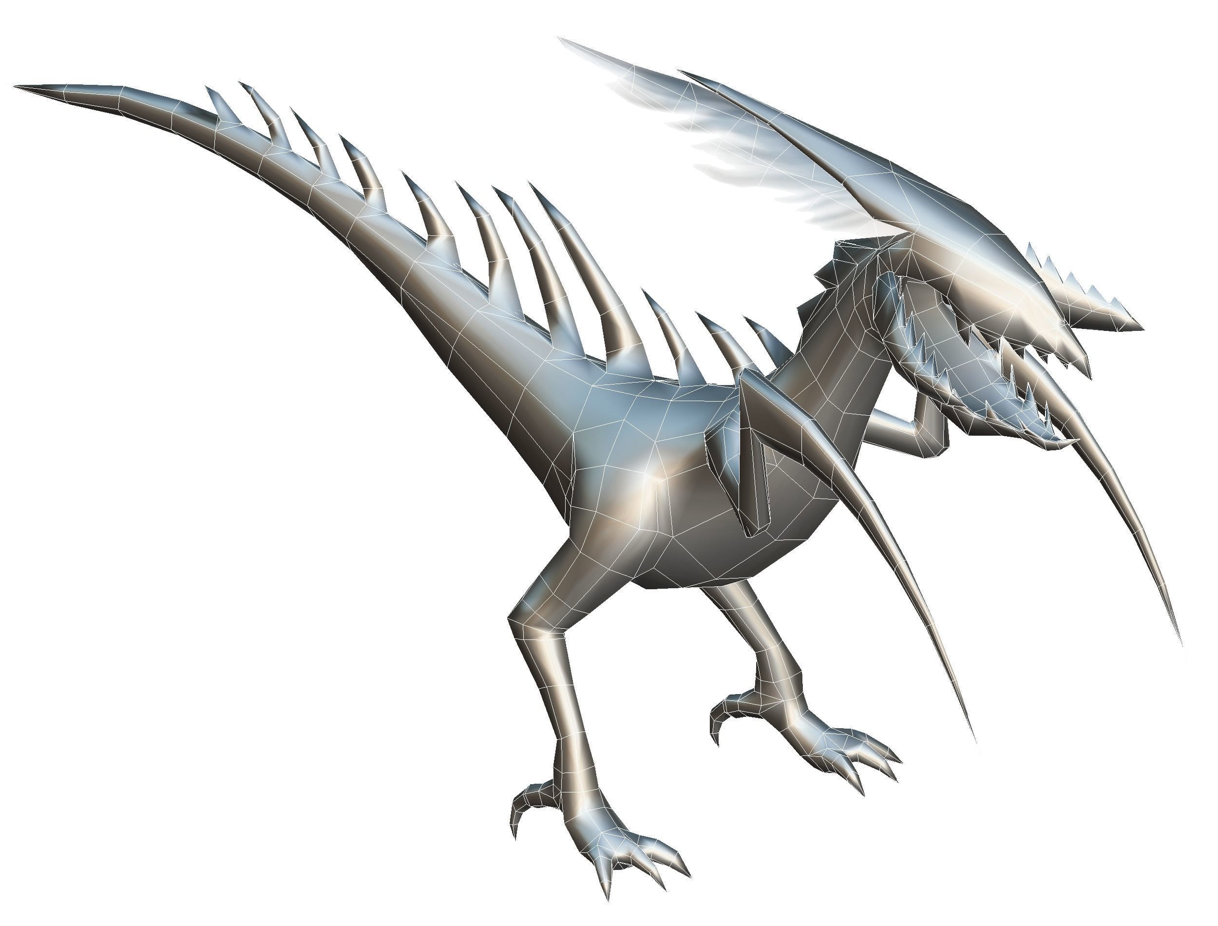 Low Poly Monster Blue Alien Dino Low-poly 3D model_17