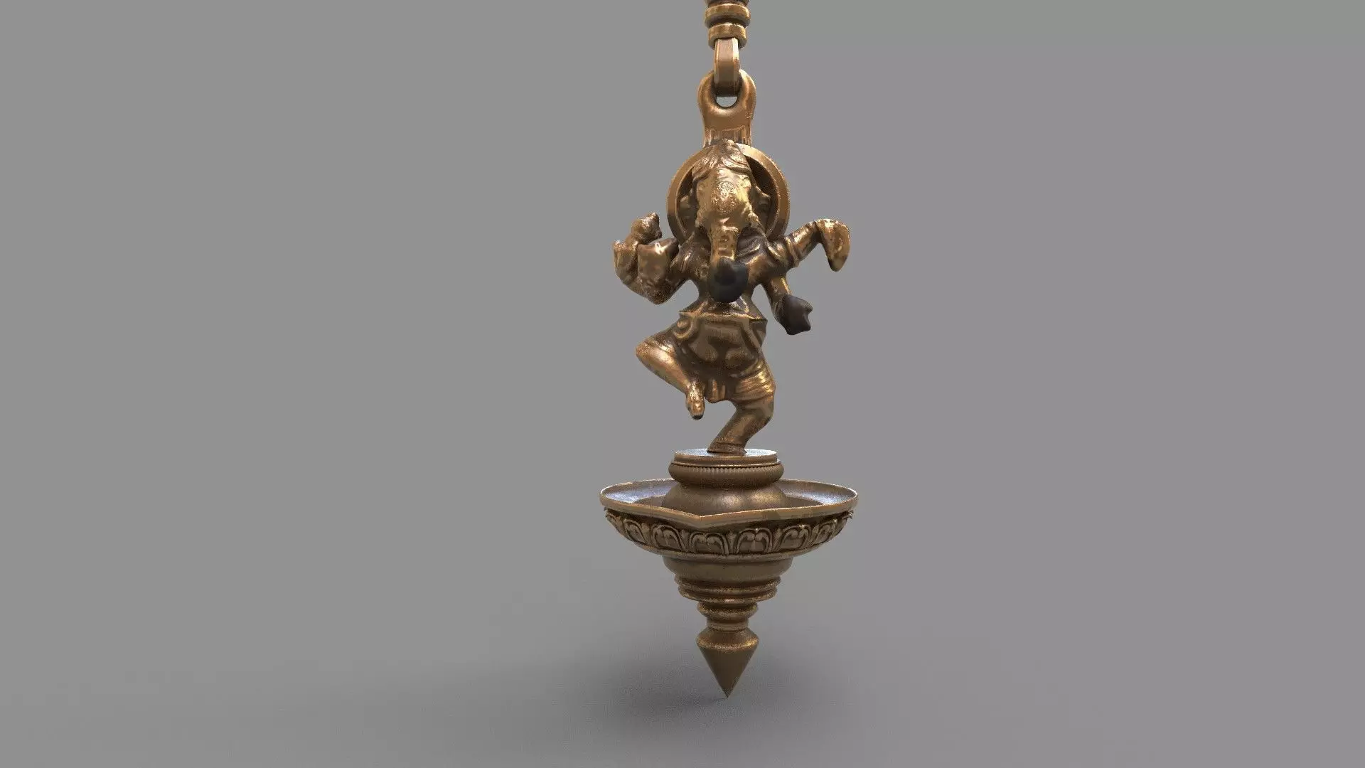 oil lamp ganesha 3D model_0