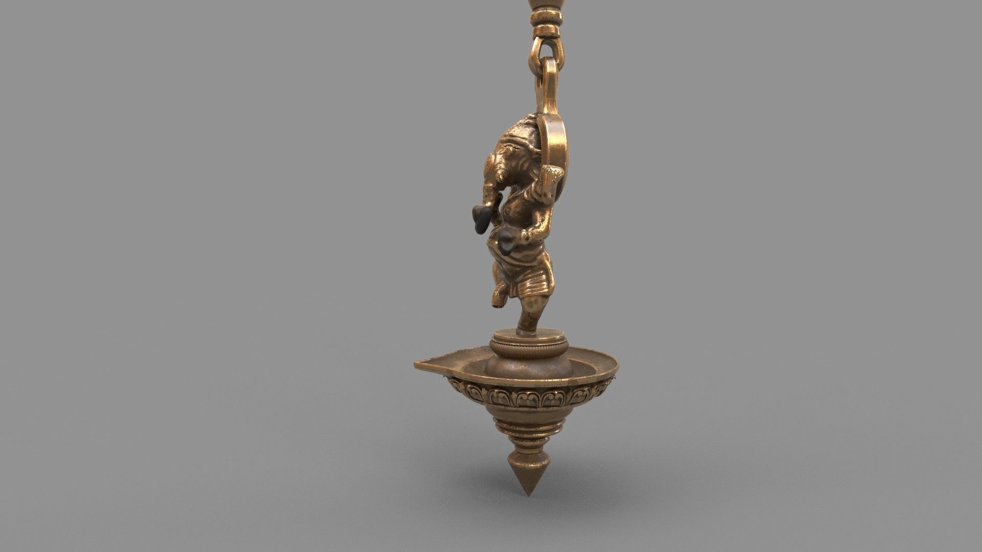 oil lamp ganesha 3D model_4
