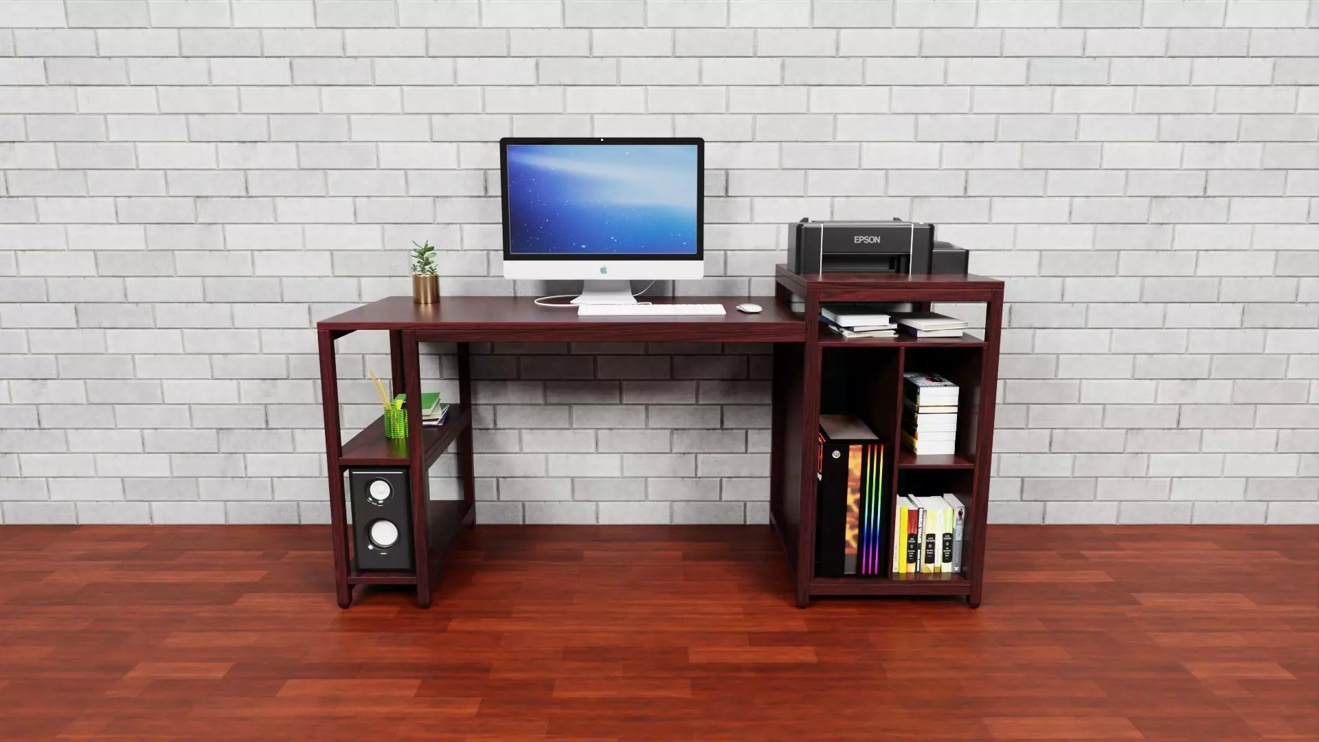 Computer Table - Wooden PC Desk Table - Corner Desk 3D model_0