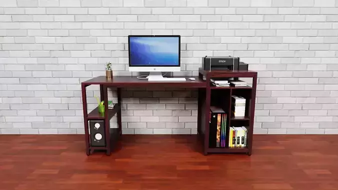 Computer Table - Wooden PC Desk Table - Corner Desk 3D model Computer Table - Wooden PC Desk Table - Corner Desk 3D model