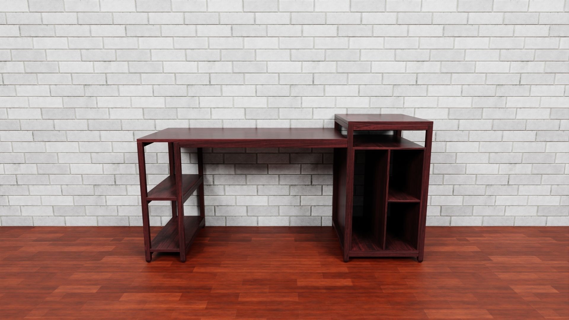 Computer Table - Wooden PC Desk Table - Corner Desk 3D model_1