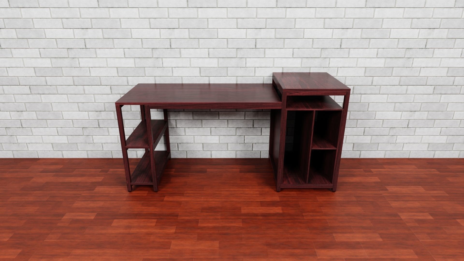 Computer Table - Wooden PC Desk Table - Corner Desk 3D model_4