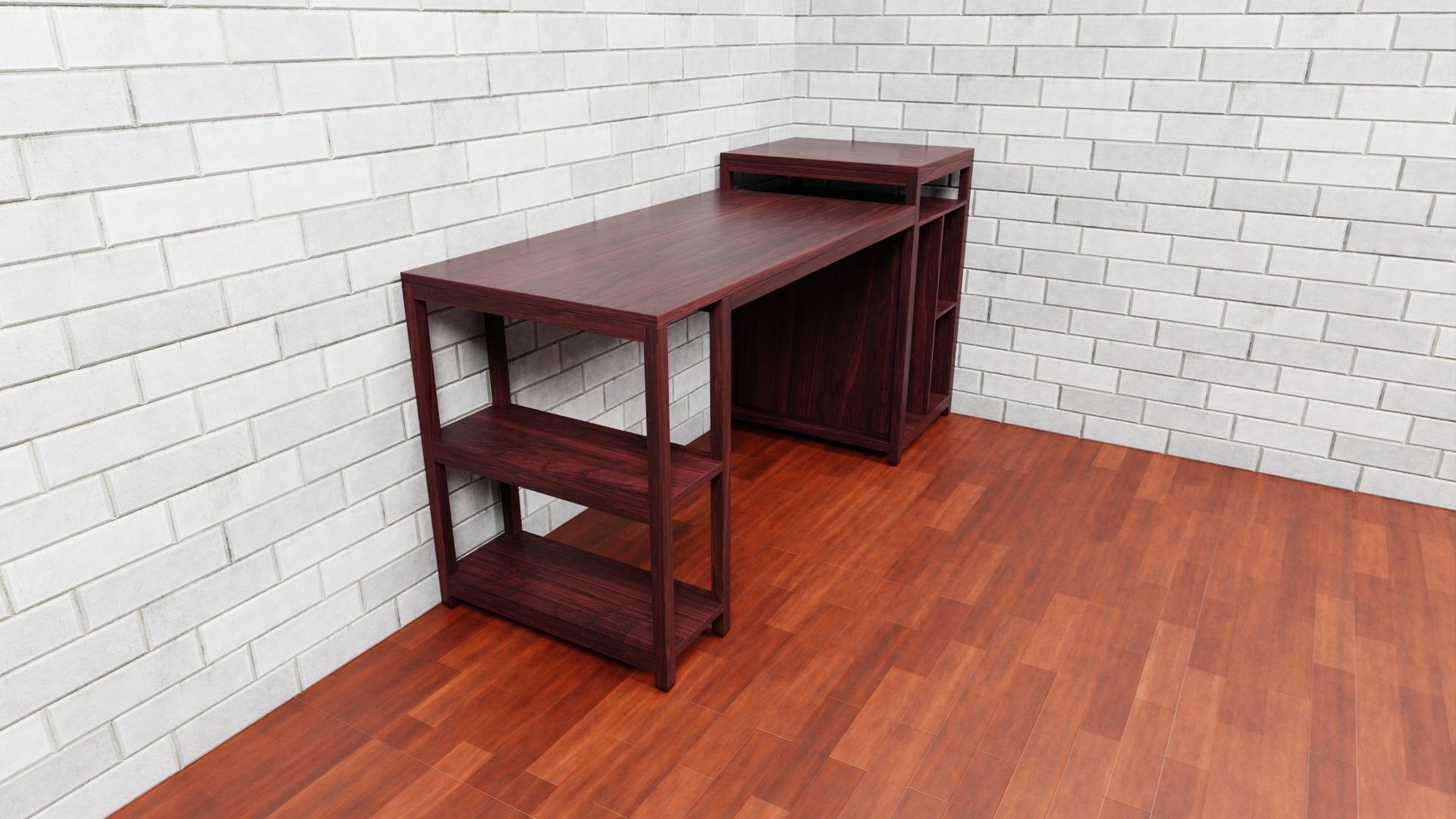Computer Table - Wooden PC Desk Table - Corner Desk 3D model_3