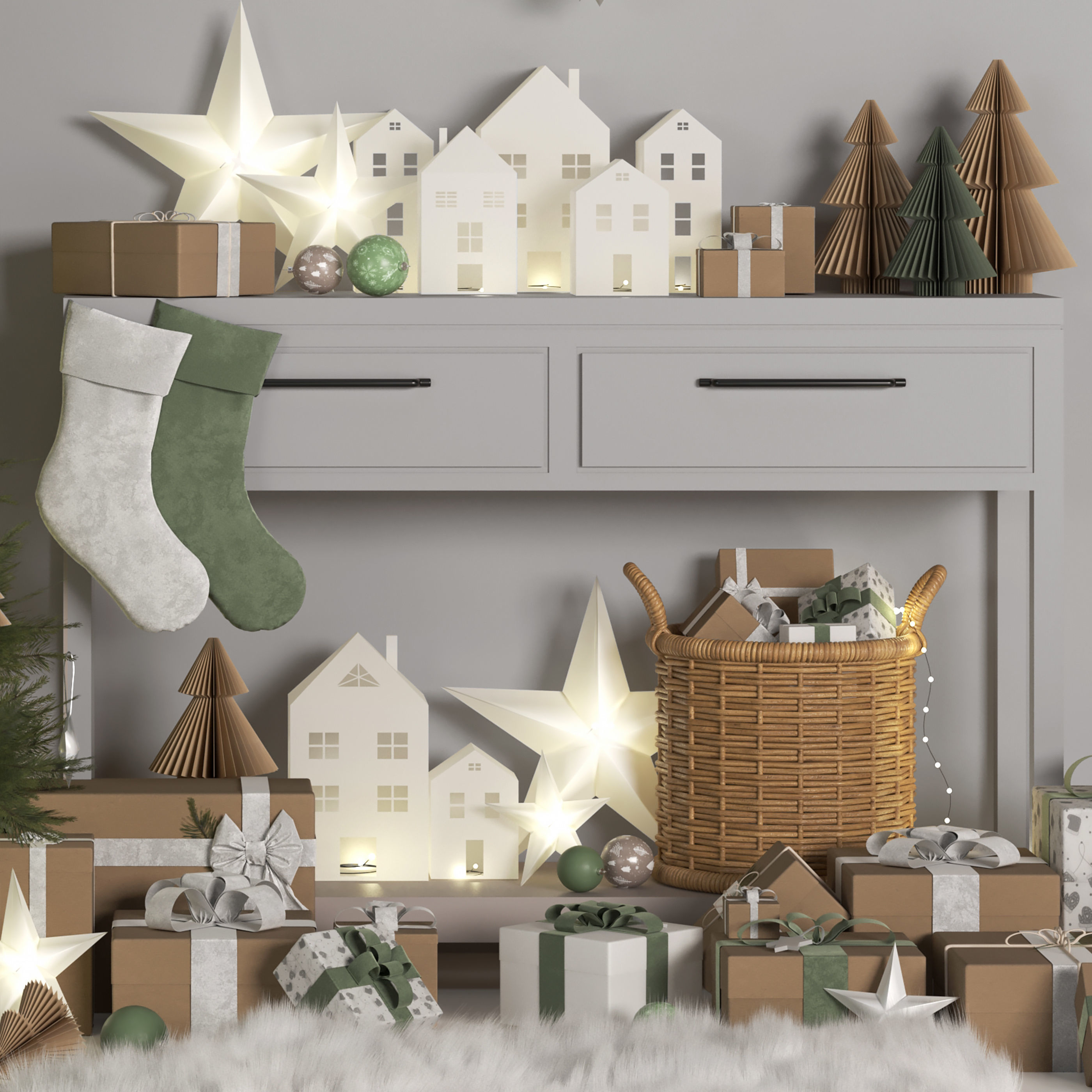 Christmas decorative set 3D model_3