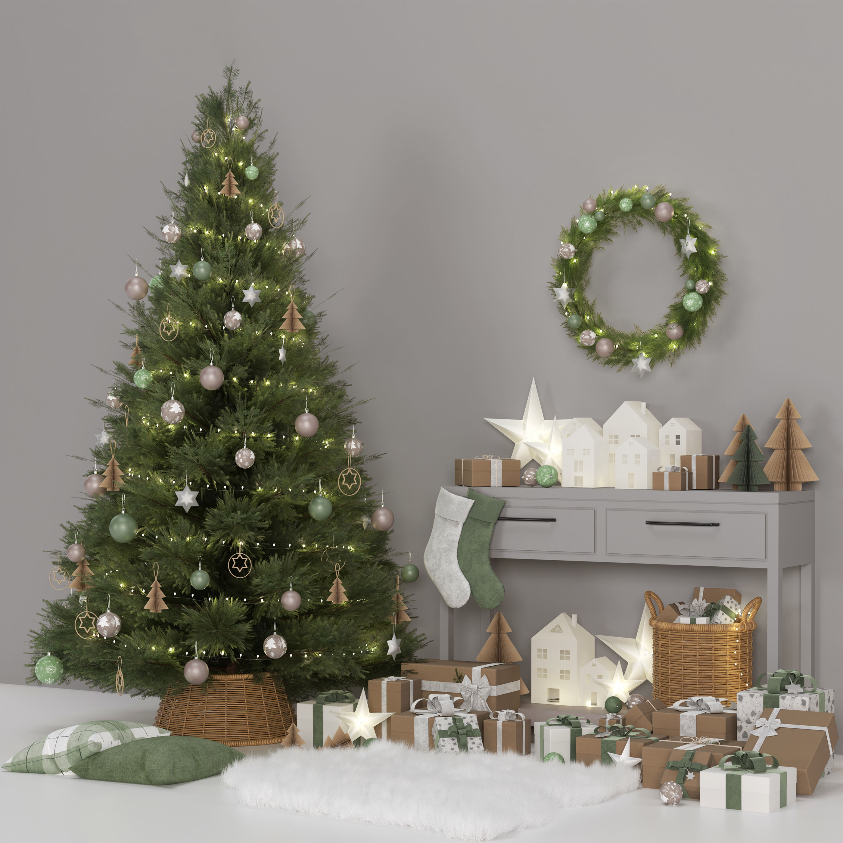 Christmas decorative set 3D model_1