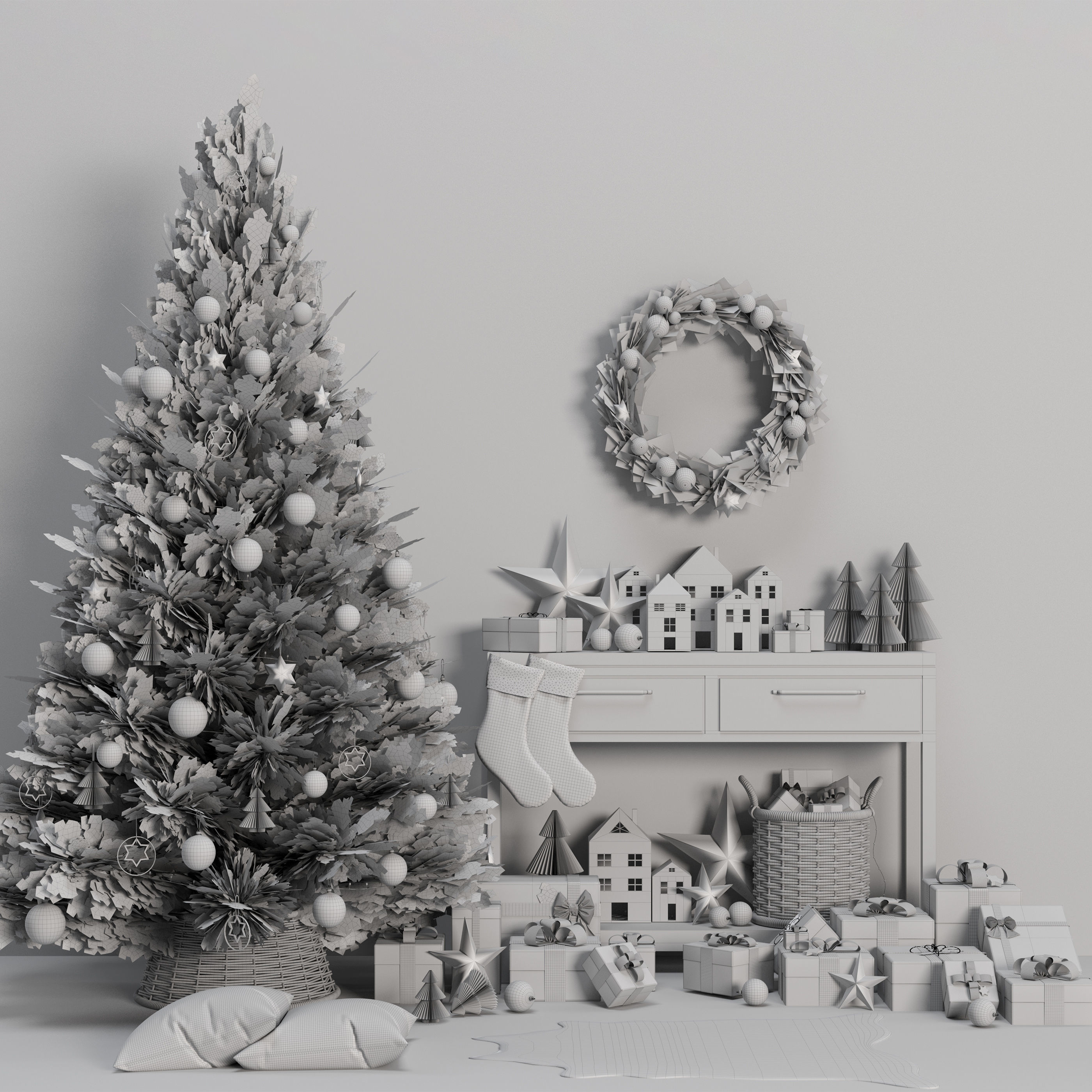 Christmas decorative set 3D model_2