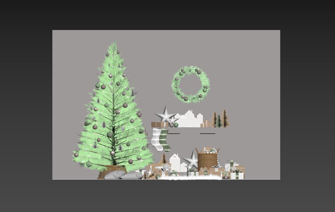 Christmas decorative set 3D model_7