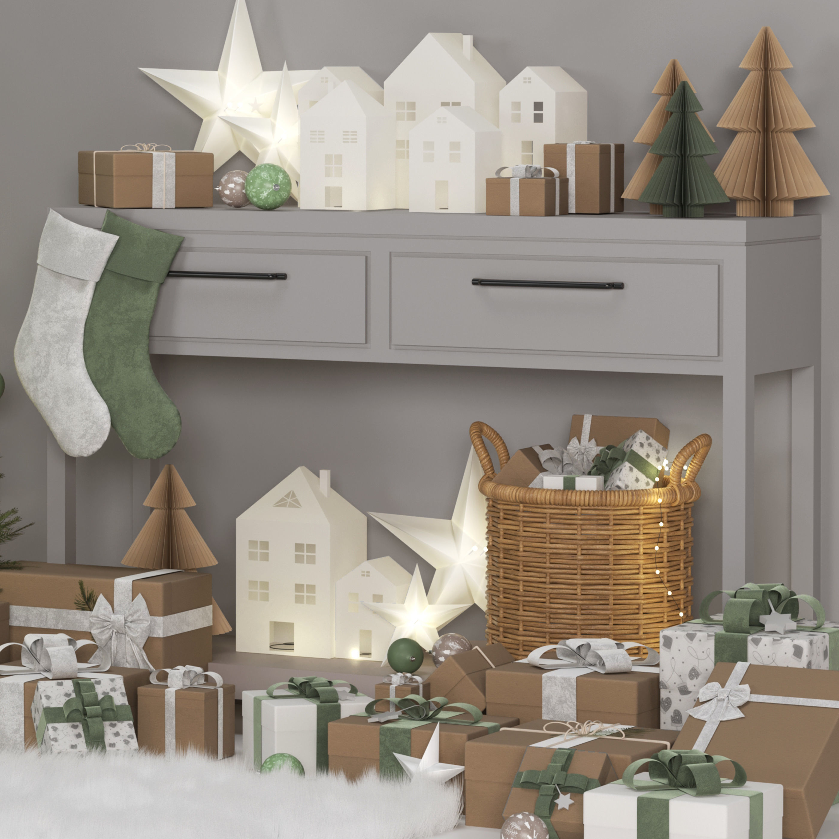 Christmas decorative set 3D model_4