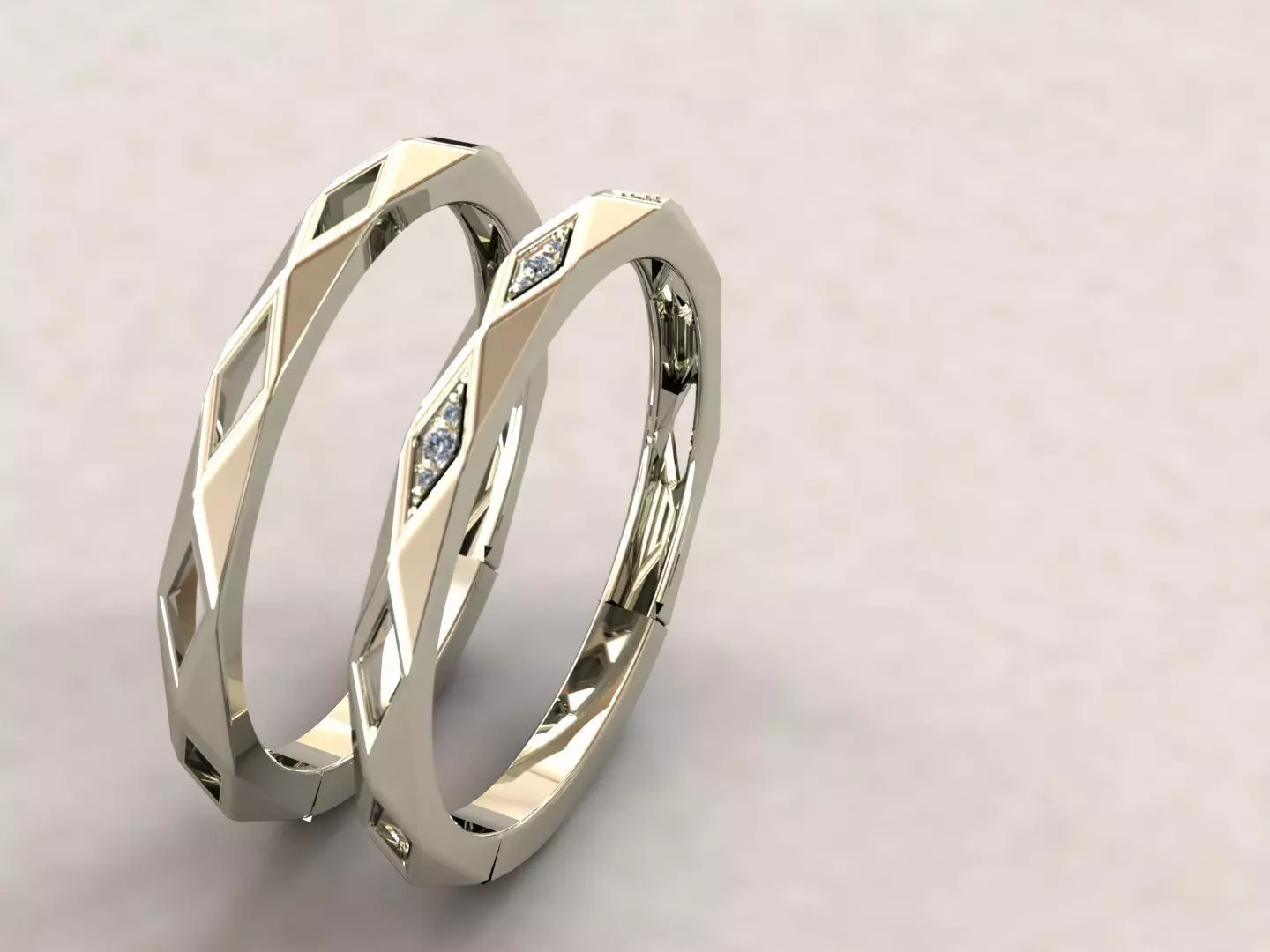 Faceted Wedding Rings Free 3D print model