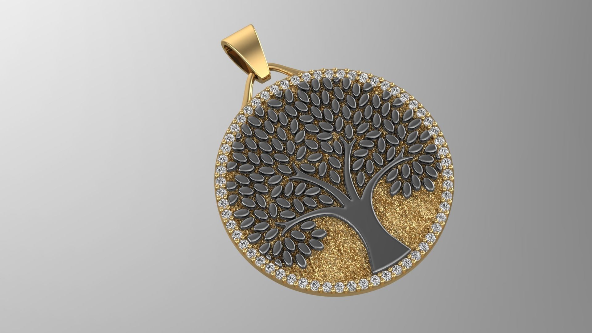 Tree of Life Necklace with Stone 3D print model_3