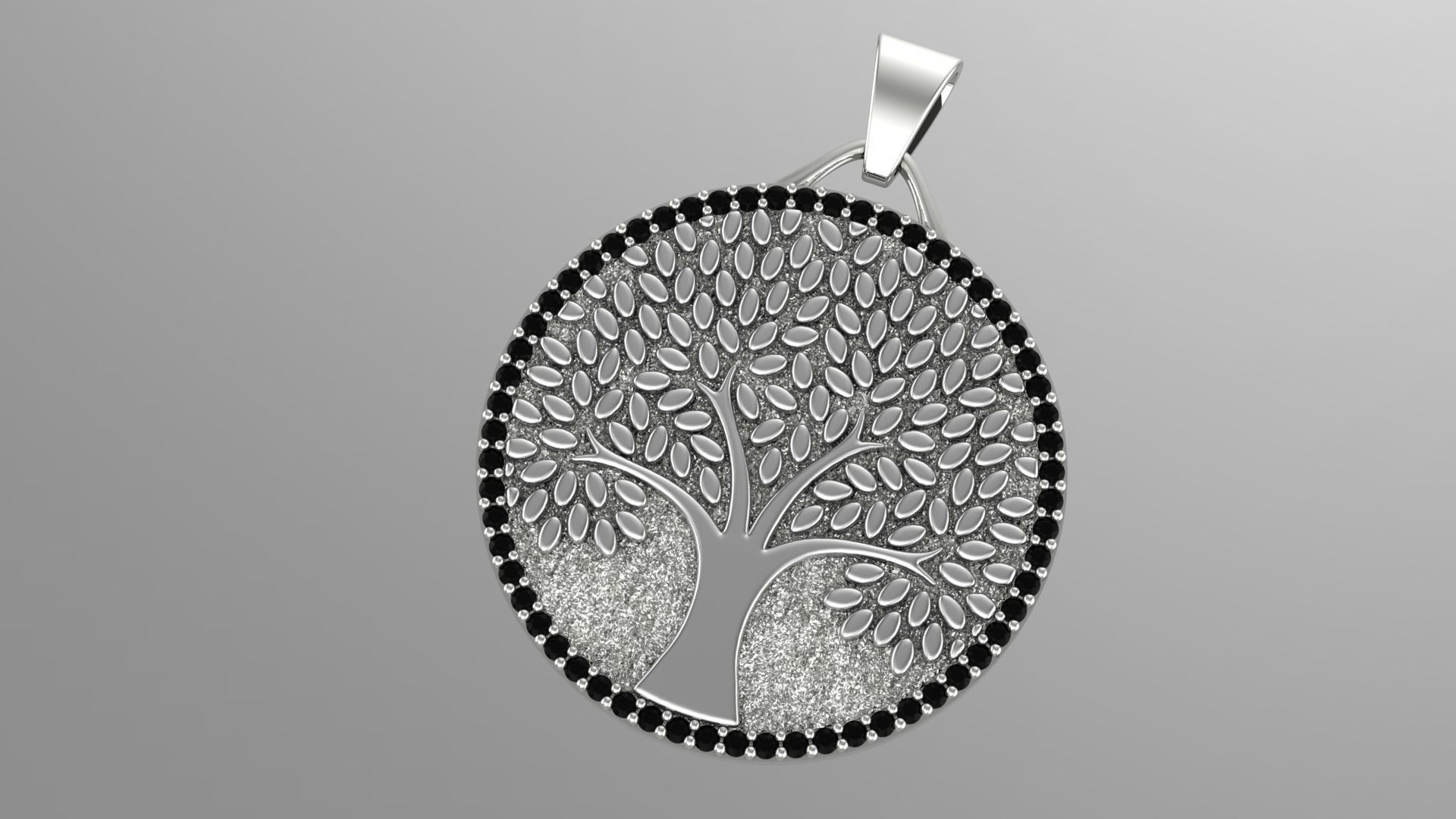 Tree of Life Necklace with Stone 3D print model_1