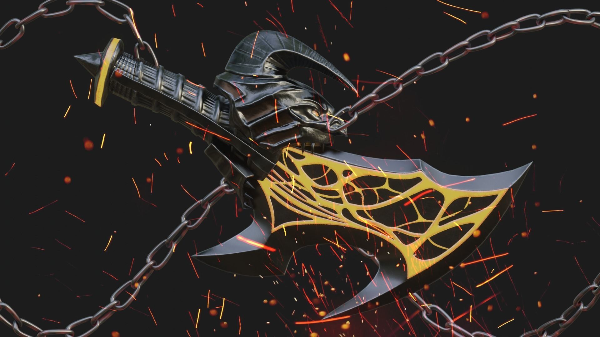 Chaos blades Low-poly 3D model_2