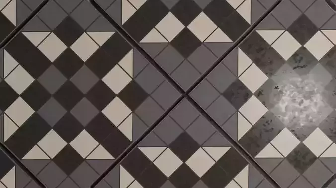 Antique Tiles 3D Model Low-poly 3D model