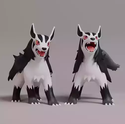Pokemon - Mightyena with 2 poses 3D print model