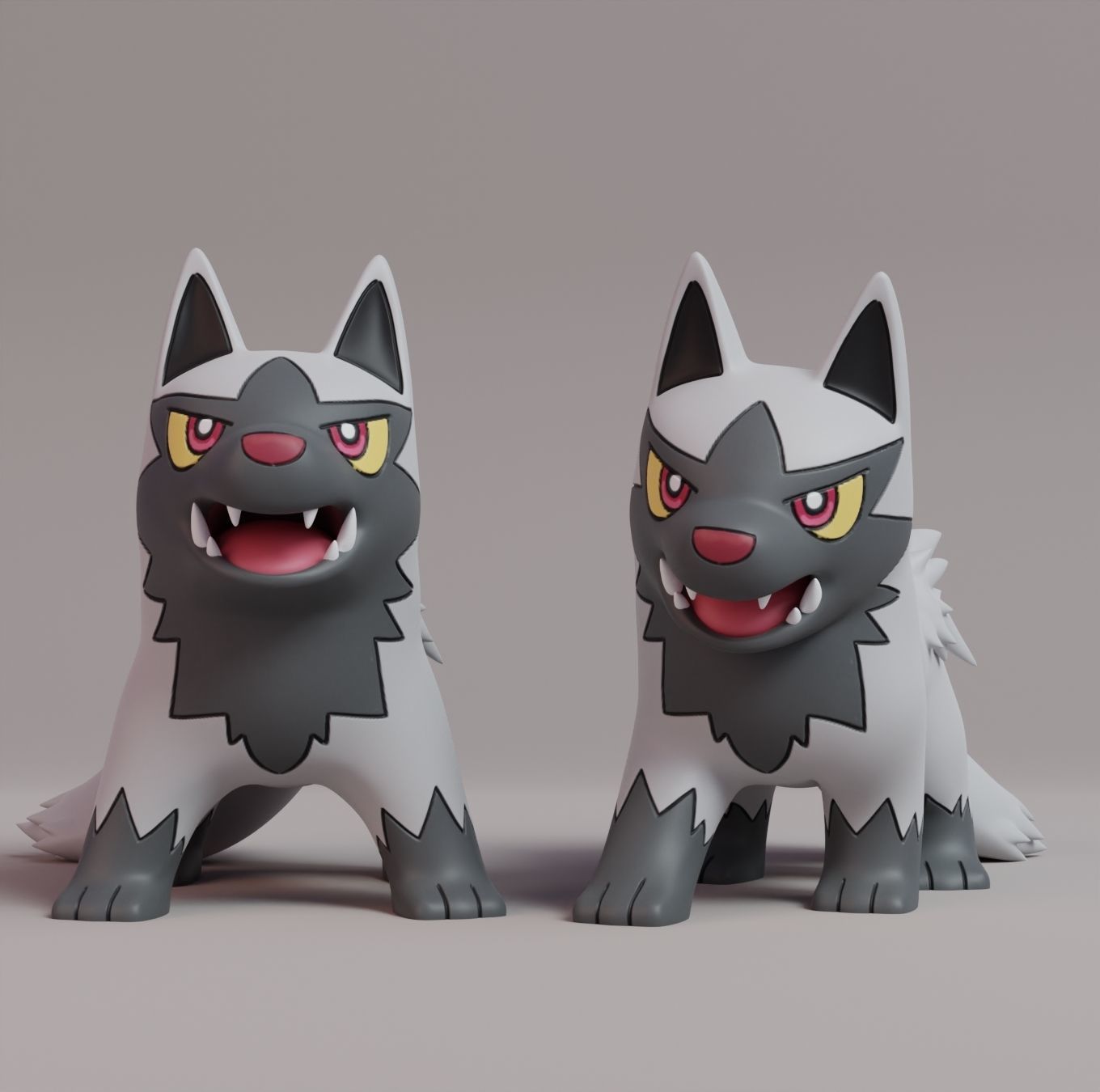 Pokemon - Poochyena and Mightyena with 2 poses 3D print model_1