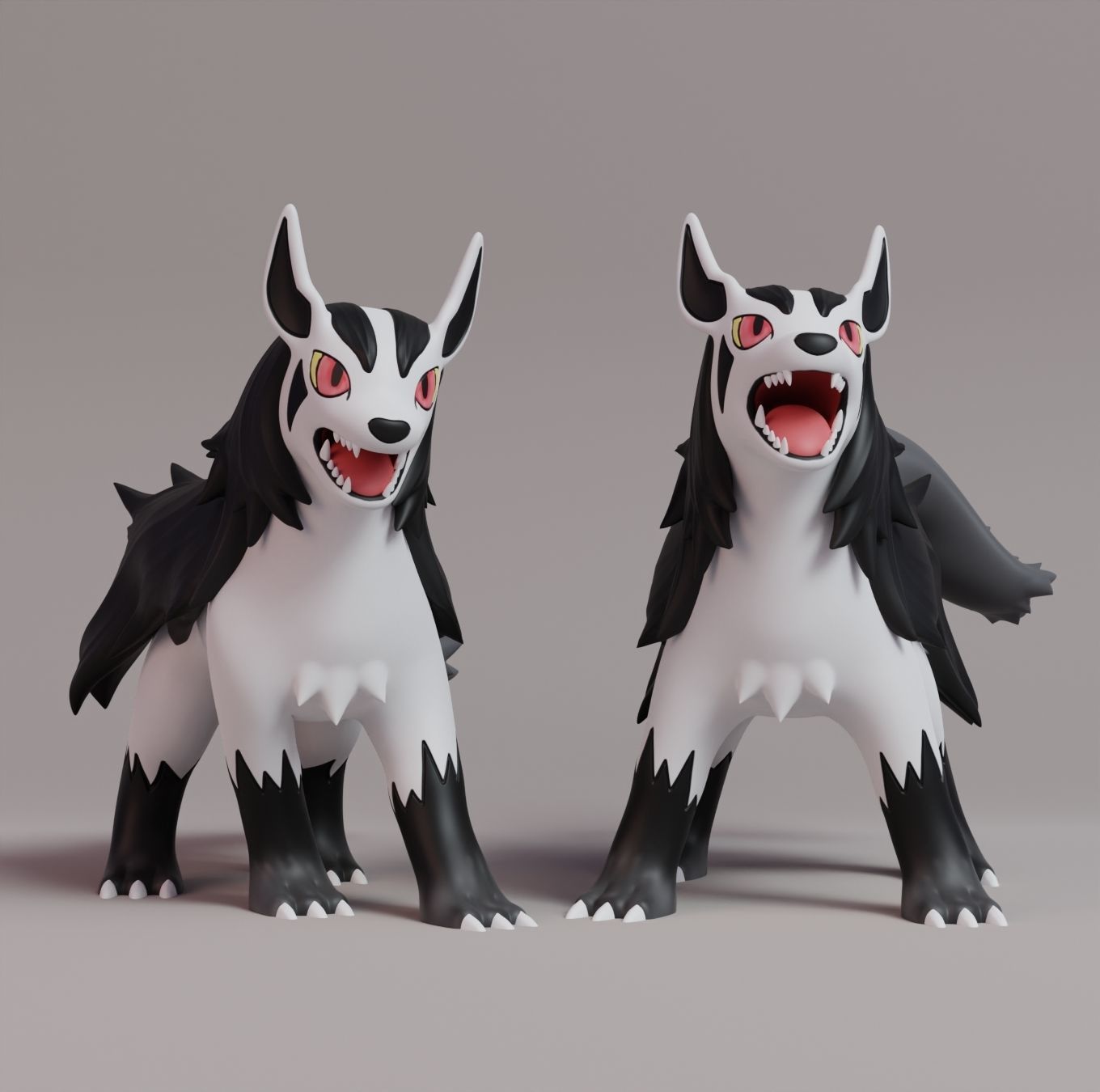 Pokemon - Poochyena and Mightyena with 2 poses 3D print model_6