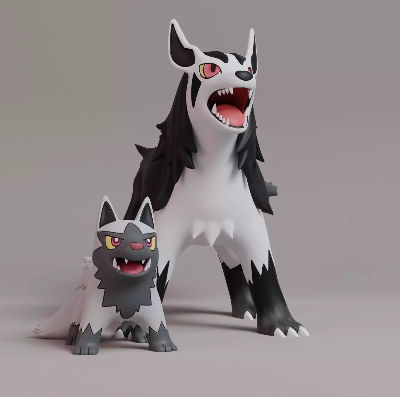 Pokemon - Poochyena and Mightyena with 2 poses 3D print model_0