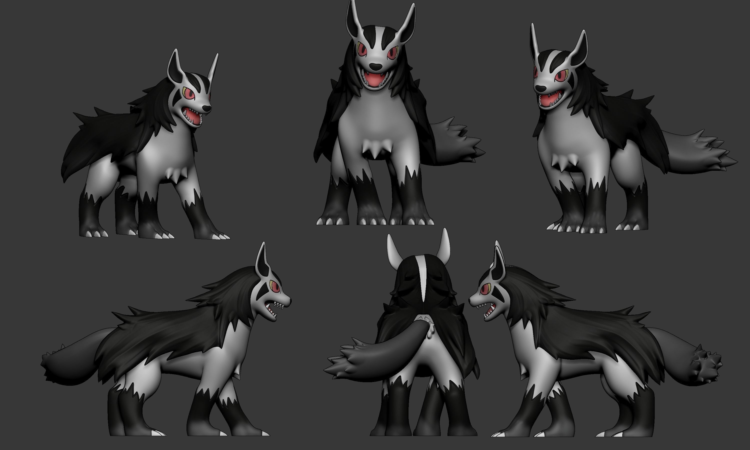Pokemon - Poochyena and Mightyena with 2 poses 3D print model_7