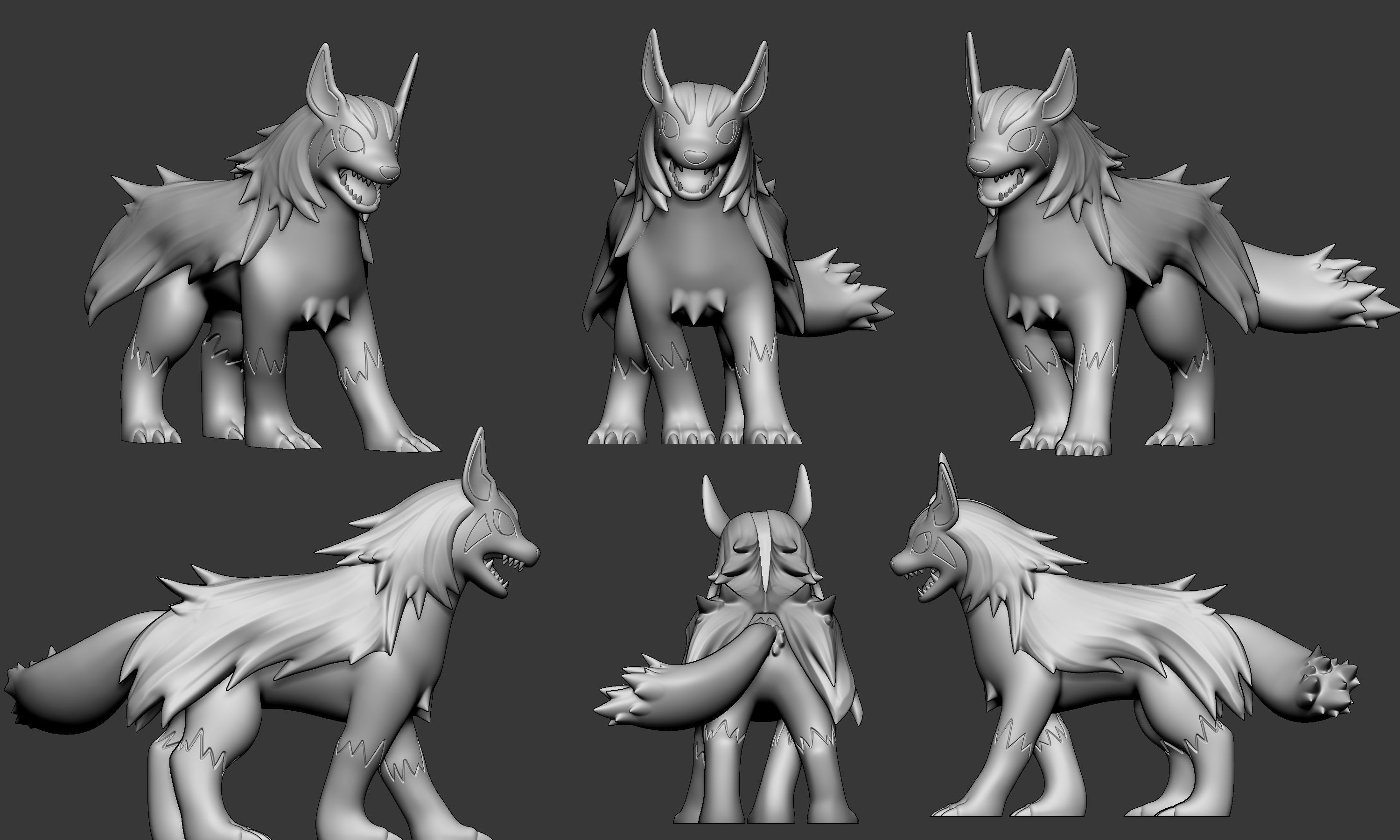 Pokemon - Poochyena and Mightyena with 2 poses 3D print model_8