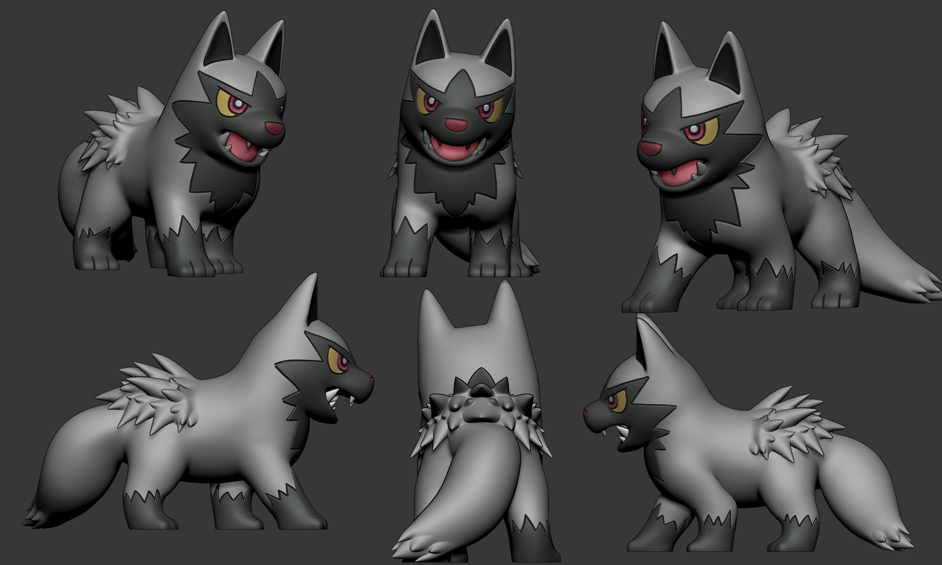 Pokemon - Poochyena and Mightyena with 2 poses 3D print model_2