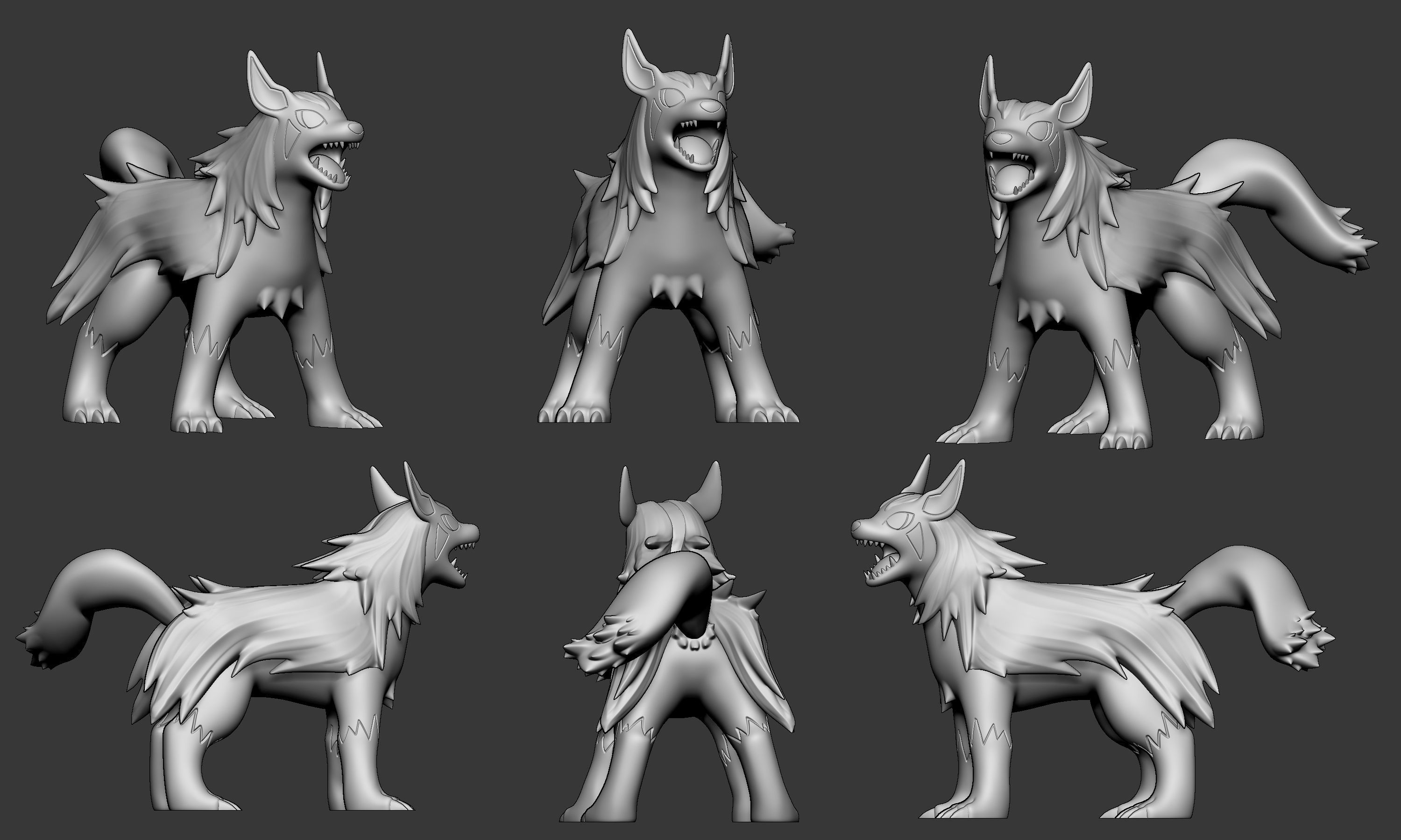 Pokemon - Poochyena and Mightyena with 2 poses 3D print model_10