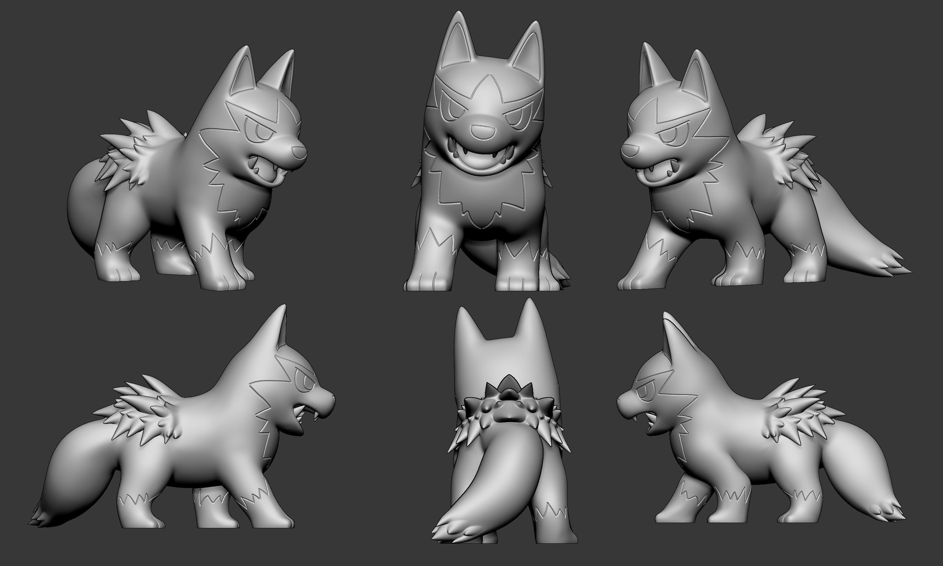 Pokemon - Poochyena and Mightyena with 2 poses 3D print model_3