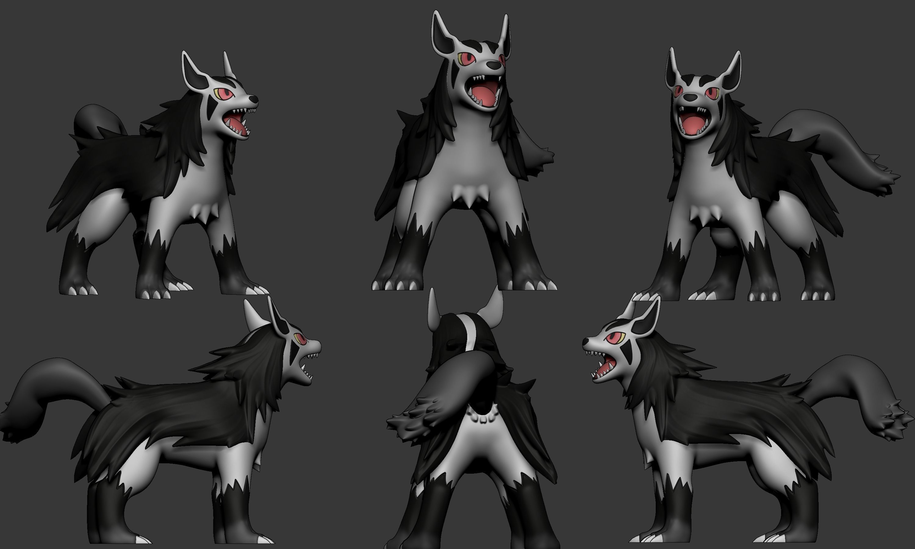 Pokemon - Poochyena and Mightyena with 2 poses 3D print model_9