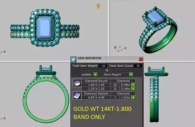 emerald cut halo engagement ring set