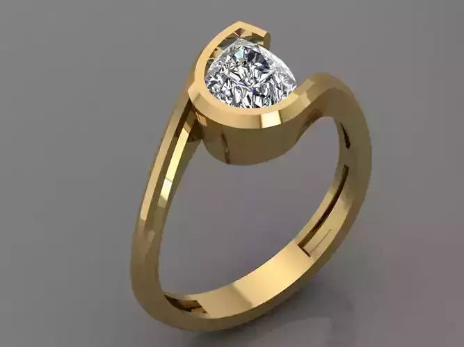 Ring 3D Print 3D print model 3D model gold with pear shaped diamond