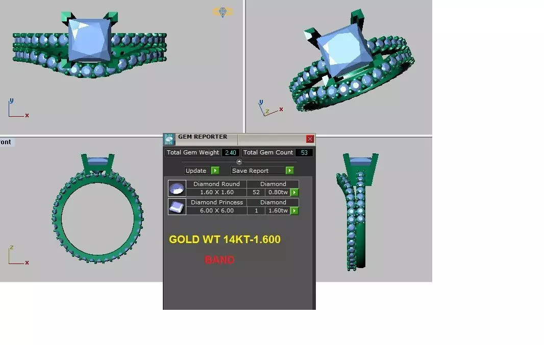 engagement ring set 3D print model_0