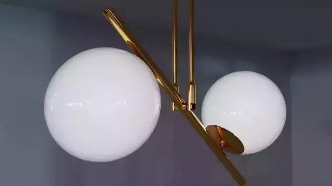 chandelier pendant light with two balls hanging from it