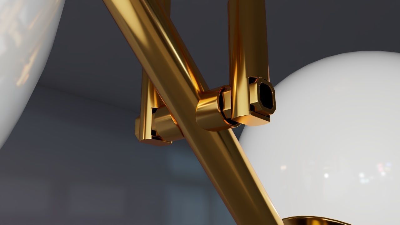 chandelier pendant light with two balls hanging from it 3D model_2