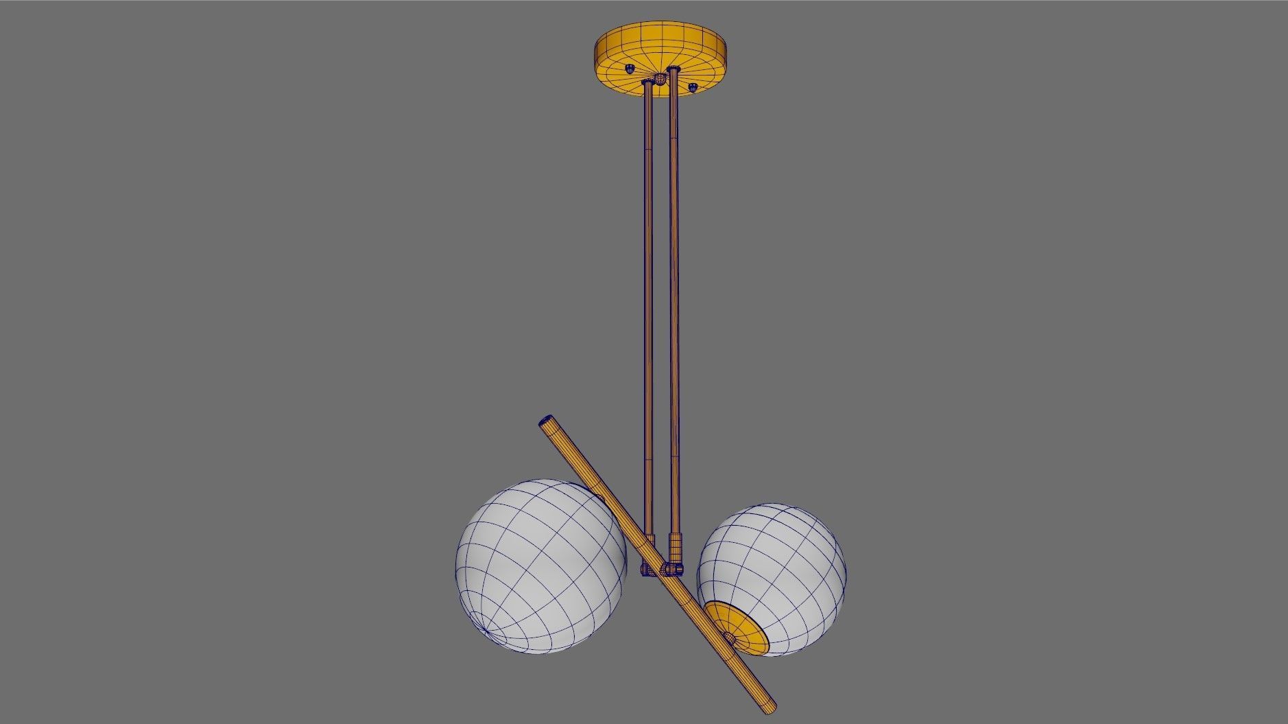 chandelier pendant light with two balls hanging from it 3D model_5