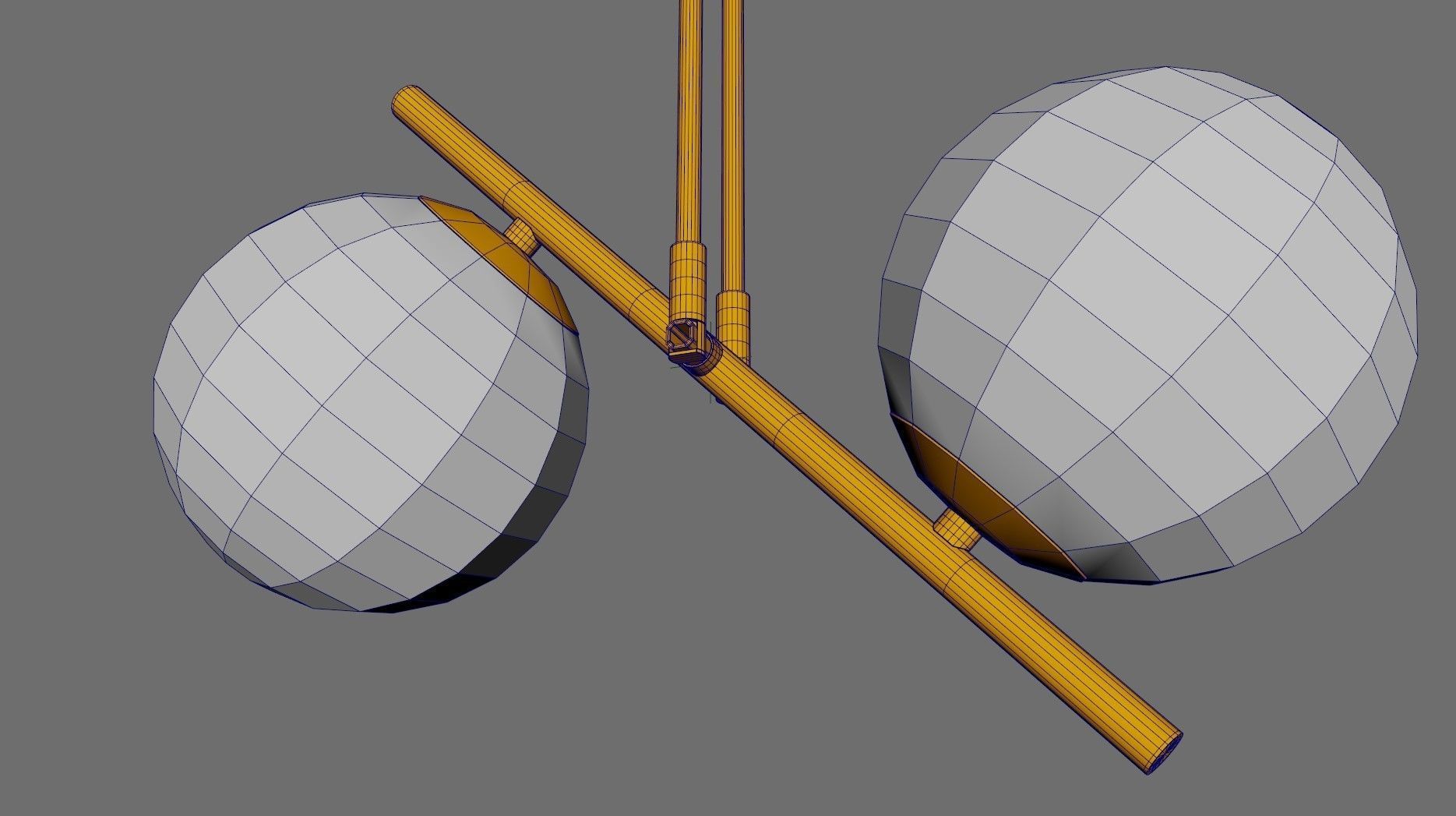 chandelier pendant light with two balls hanging from it 3D model_8