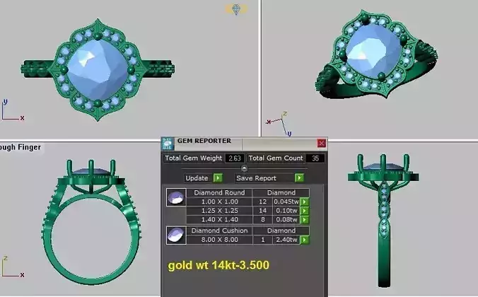 flower cushion halo engagement ring