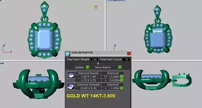 emerald cut halo pendant