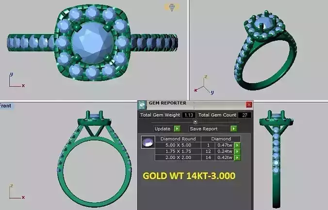 cushion halo engagement ring set