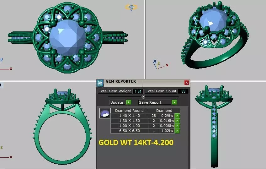 flower halo engagement ring 3D print model