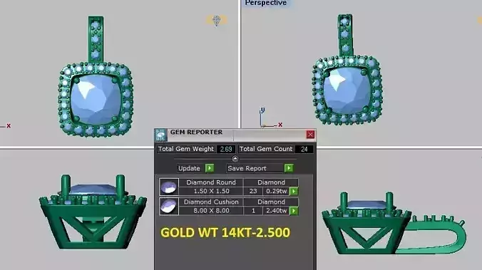 cushion cut halo pendant