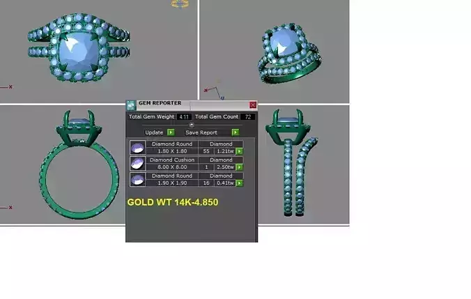 cushion halo engagement ring set