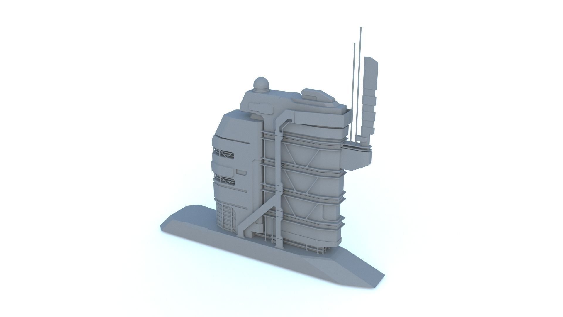 Sci Fi structures kitbash 3D model_13