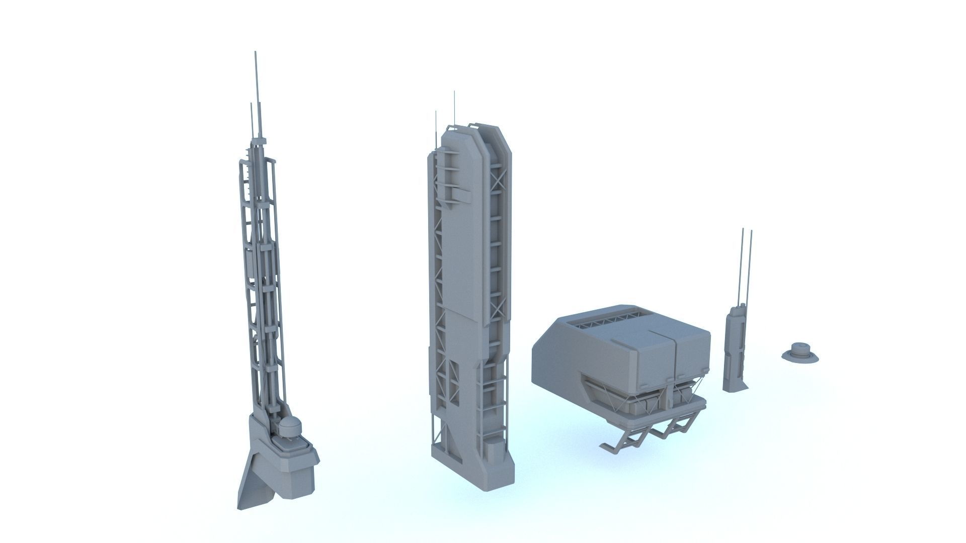 Sci Fi structures kitbash 3D model_25